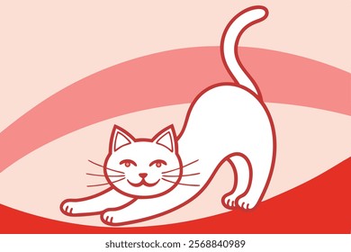 Minimalist Line Cat Vector illustration for Kids' Coloring Book