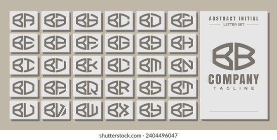 Minimalist line curve abstract letter B BB logo design set