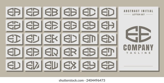 Minimalist line curve abstract letter E EE logo design set