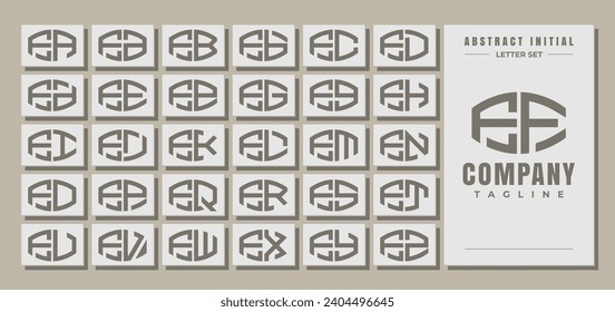 Minimalist line curve abstract letter F FF logo design set