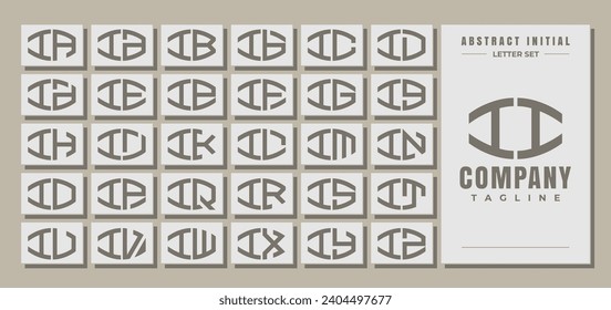 Minimalist line curve abstract letter I II logo design set