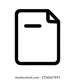 Icono de página de documento de línea minimalista con borde curvo y línea única