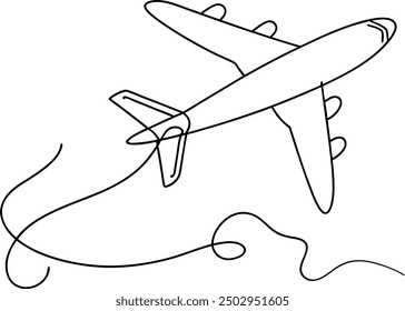 Minimalist Line Drawing of an Airplane in Flight