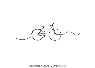 Minimalist line drawing of a bicycle on a white background emphasizing simplicity