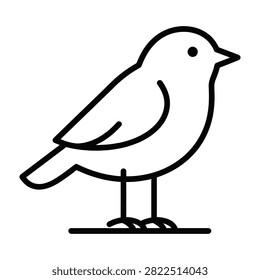 Minimalist line drawing of a bird standing on a flat surface looking to the right