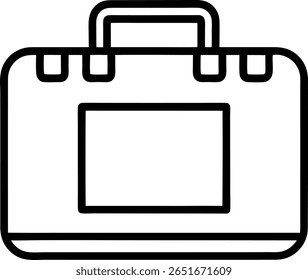 desenho minimalista em linha de uma pasta. o design apresenta uma forma retangular simples com uma alça e uma pequena moldura, ideal para conceitos de negócios ou viagens.