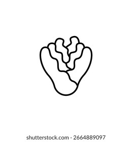 Dibujo De Línea Minimalista De Repollo Con Diseño Abstractas De Hojas De Vegetales Curvadas