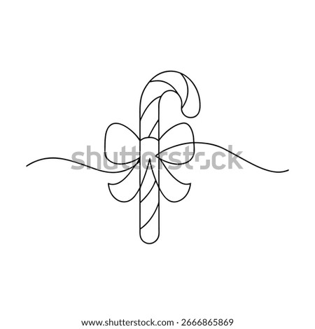 Minimalist line drawing a candy cane