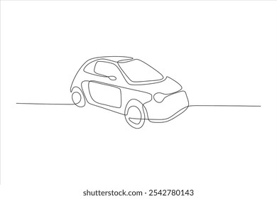 A minimalist line drawing of a car, emphasizing simplicity and design.