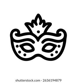 Minimalist Line Drawing Carnival Mask Decorative Party Celebration Symbol Icon