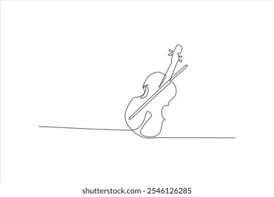 A minimalist line drawing of a cello with a bow, emphasizing musical artistry.