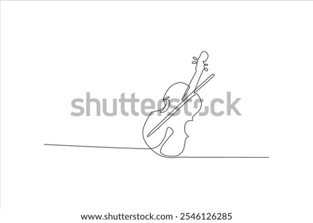 A minimalist line drawing of a cello with a bow, emphasizing musical artistry.