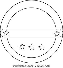 Minimalist Line Drawing of a Circle With a Starred Banner Across the Center symbol, logo, or decorative element badge