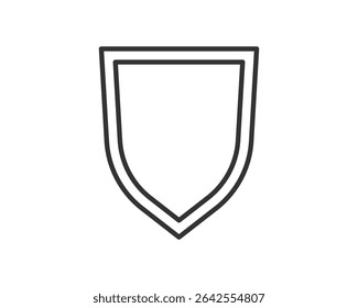 A minimalist line drawing of a classic shield. Represents protection, security, and safety. Perfect for symbolizing defense, strength or online security.