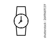 Minimalist Line Drawing Of A Classic Wristwatch On White Background