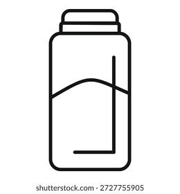 Dibujo de línea minimalista de un contenedor cerrado con la mitad de su contenido, adecuado para conceptos de belleza y salud