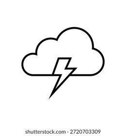 Dibujo minimalista de una nube con un rayo, a menudo utilizado para representar un Clima severo o una tormenta eléctrica.