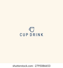 Minimalist line drawing of a coffee mug with text cup drink on plain background