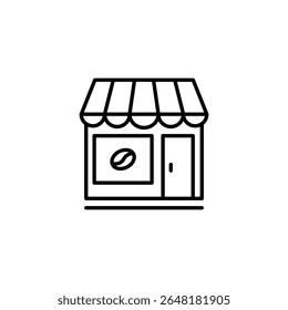 Desenho De Linha Minimalista Da Cafeteria Com Toldo No Fundo Transparente
