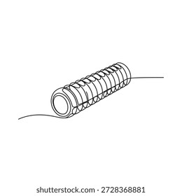 Un dibujo lineal minimalista de un resorte en espiral con una extensión de alambre