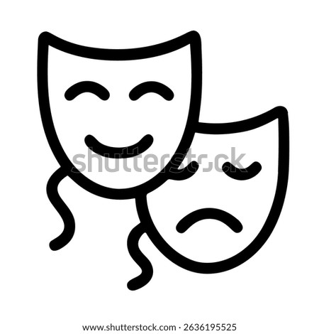 Minimalist Line Drawing Comedy Tragedy Masks Icon Symbol Illustration