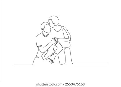 Un dibujo minimalista de una pareja compartiendo un momento íntimo.