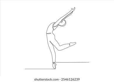 A minimalist line drawing of a dancer in an expressive pose, showcasing movement and grace.