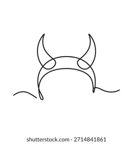 Desenho de linha minimalista de uma bandana de chifre do diabo isolada em um fundo branco