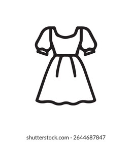 A minimalist line drawing of a dress ideal for fashion designs, garment outlines, or clothing catalogs.