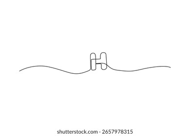Desenho de linha minimalista de um haltere Curso contínuo Design simples e limpo, no branco