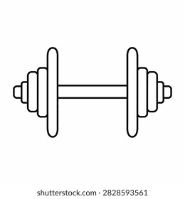 Minimalist line drawing of a dumbbell, symbolizing strength, fitness, and exercise equipment for gym and workout routines.