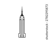 Minimalist line drawing of empire state building skyline icon