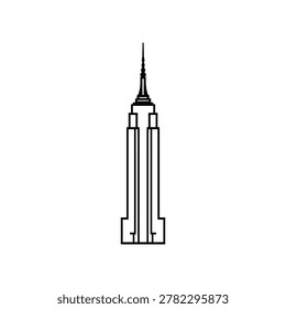 Minimalist line drawing of empire state building skyline icon