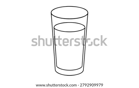 A minimalist line drawing of an empty glass cup, showcasing sleek design and smooth contours for versatile use.