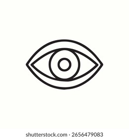 Eine minimalistische Linienzeichnung eines Auges, geeignet für visuelle Themen. Ideal für Designs über Wahrnehmung, Gesundheit oder Kreativität.