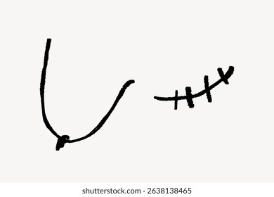 Minimalist line drawing of a face. Simple lines create a face with closed eyes. Artistic face illustration with minimal lines. Black lines on white background. Cute doodle vector.
