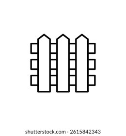 Minimalist line drawing featuring a segmented fence with pointed posts