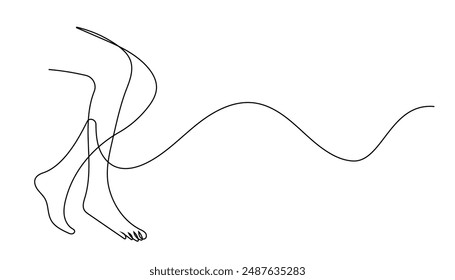 minimalist line drawing of feet.continuous line drawing of women's feet.single line foot skin health.one line vector illustration