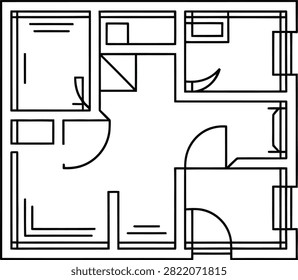 Minimalist Line Drawing Floor Plan Layout Design Concept