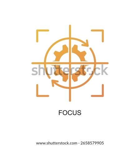 Minimalist Line Drawing Gear in Target Focus Optimization Icon Element
