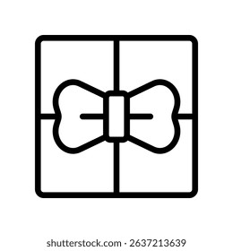 Minimalist Line Drawing of a Gift Box With a Bow Icon Design