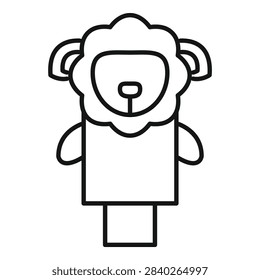 Minimalist line drawing of a hand puppet show character wearing a cute sheep costume