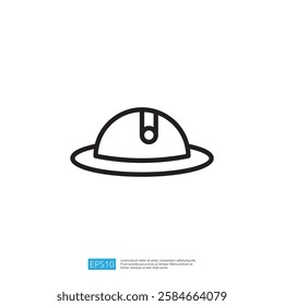 A minimalist line drawing of a hard hat, typically used in construction and safety contexts.