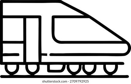 Dibujo de línea minimalista de un tren de alta velocidad. Perfecto para el transporte, la tecnología o los proyectos relacionados con los viajes. Añade un toque de simplicidad moderna a tus diseños con este gráfico de Vector limpio.