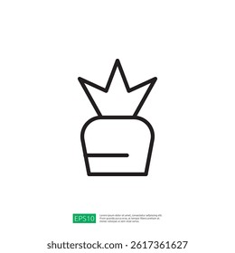 Minimalist Line Drawing Icon of a Carrot with Green Leaves Representing Farming and Agriculture