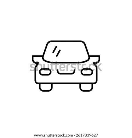 A minimalist line drawing illustrates a compact car design front view