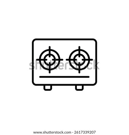 A minimalist line drawing illustration of a kitchen stove top appliance