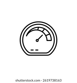 Minimalist line drawing illustration of a speedometer gauge icon design