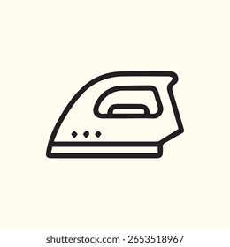 Um desenho de linha minimalista de um ferro simbolizando o cuidado com a roupa e a simplicidade do aparelho para fins de design ou informativos.