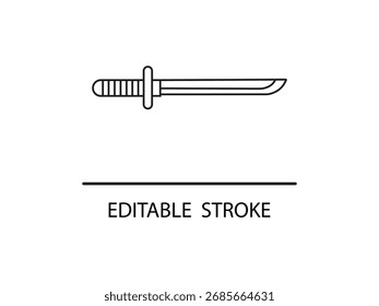 Dibujo de línea minimalista de un cuchillo con trazo editable para aplicaciones de diseño versátiles y proyectos creativos modernos.